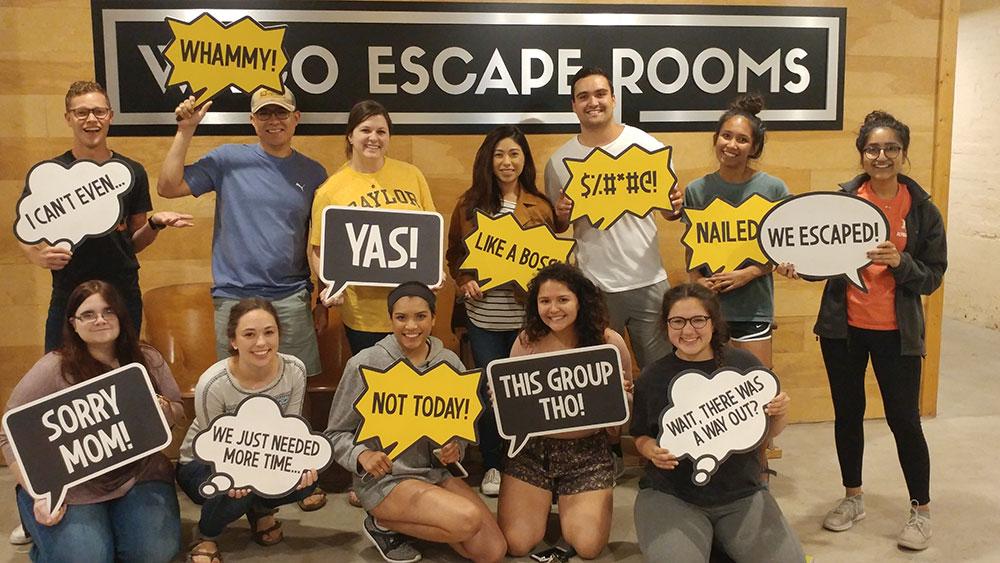 First In Line Peer Leaders group photo at the Waco Escape Rooms